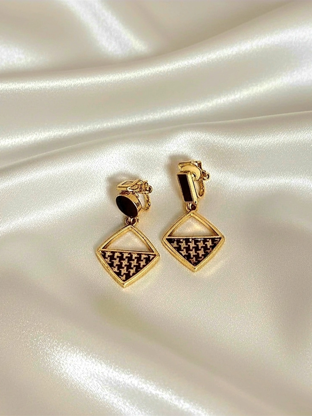 Gold & Choco Brown Geometric Drop Earrings - S925 Needle Elegant Women's Jewelry